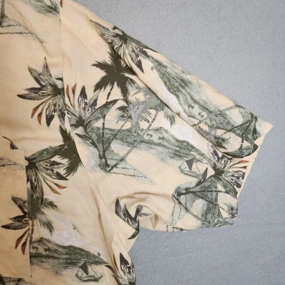 Natural Issue Mens Shirt Beige Floral Hawaiin XL Short Sleeve Button Up - Picture 4 of 16